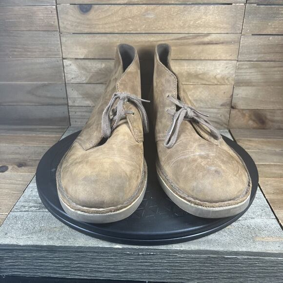 Clarks Bushacre 2 Mens Size 9M Chukka Lace Up Brown Leather Ankle Casual Boots - Picture 2 of 10